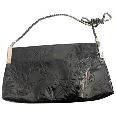 Pre-owned Swarovski Patent Leather Clutch Bag In Black