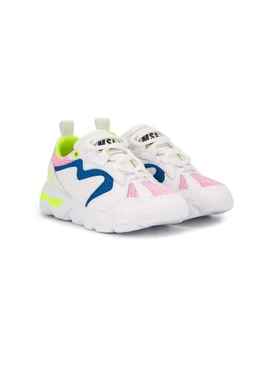 Msgm Teen Colour Blocked Sneakers In White