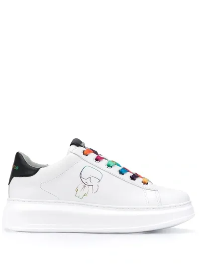 Karl Lagerfeld Embroidered Karl Sneakers In White