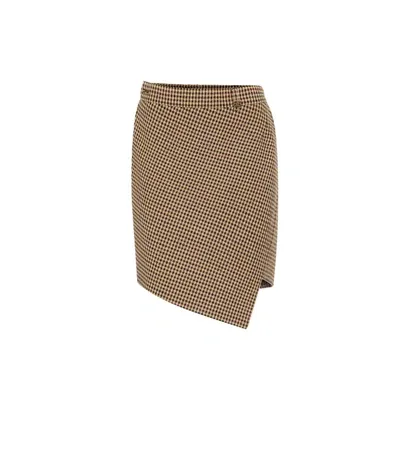 Balenciaga Houndstooth Wool-blend Miniskirt In Beige Multi