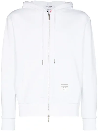 Thom Browne Striped Loopback Cotton Hoodie In White