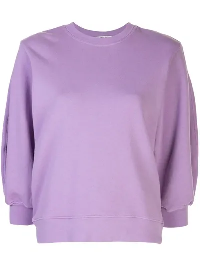 Agolde Cropped Sleeve Round Neck Sweatshirt In Purple