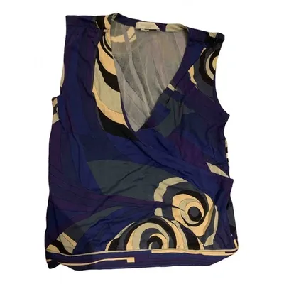 Pre-owned Emilio Pucci Blue Viscose Top