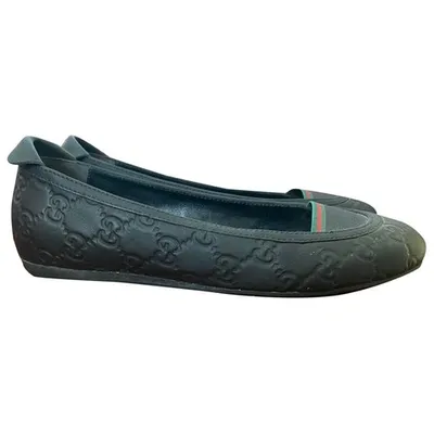 Pre-owned Gucci Leather Ballet Flats In Black