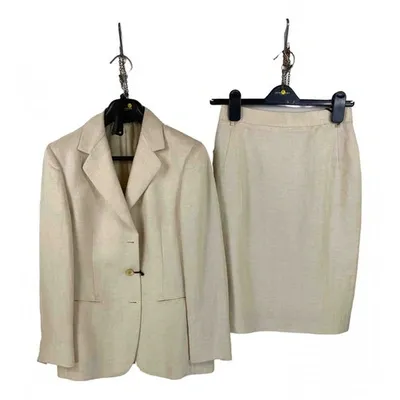 Pre-owned Burberry Linen Blazer In White