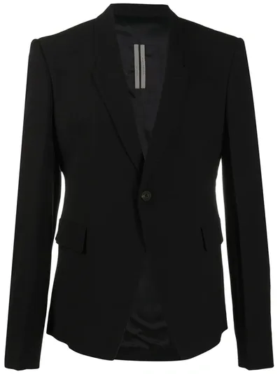 Rick Owens Contrast-stitch Single Breasted Blazer In Black