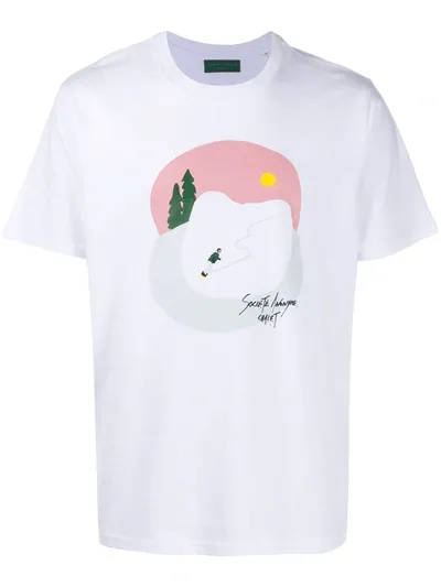 Société Anonyme Snowboard-print Crew-neck T-shirt In White