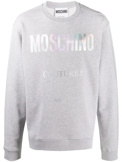 Moschino Couture! Print Crew Sweatshirt In Grey