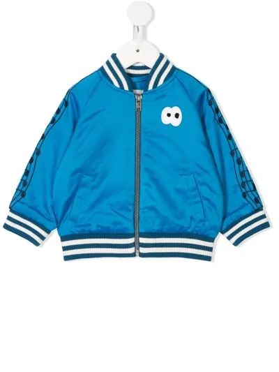 Stella Mccartney Babies' Padded Satin Bomber Jacket In Blue