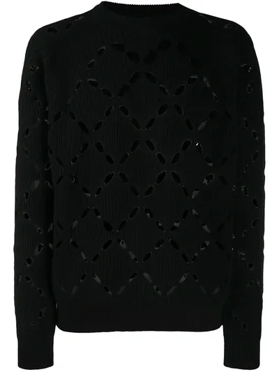 Versace Diamond Slash Knitted Jumper In Black