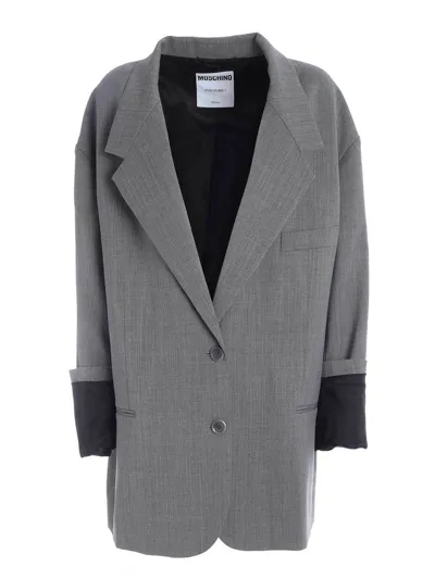 Moschino Oversized Single-breasted Blazer In Grey