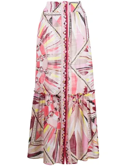 Emilio Pucci Bes Print Maxi Skirt In Pink