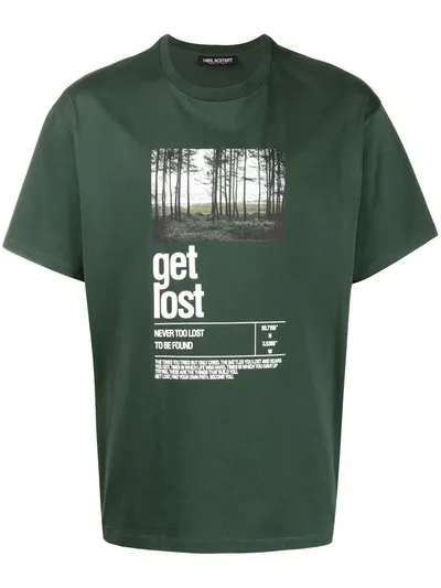 Neil Barrett Get Lost Graphic-print T-shirt In Green