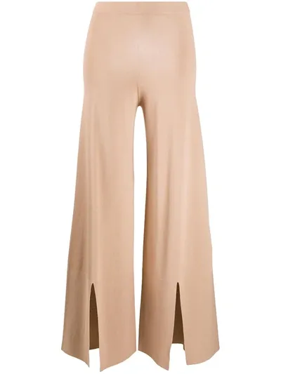 D-exterior Slit Details Knitted Trousers In Brown