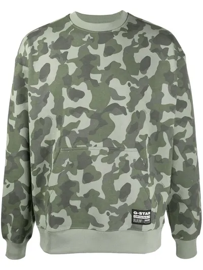 G-star Raw Brush Camouflage Sweater In Green