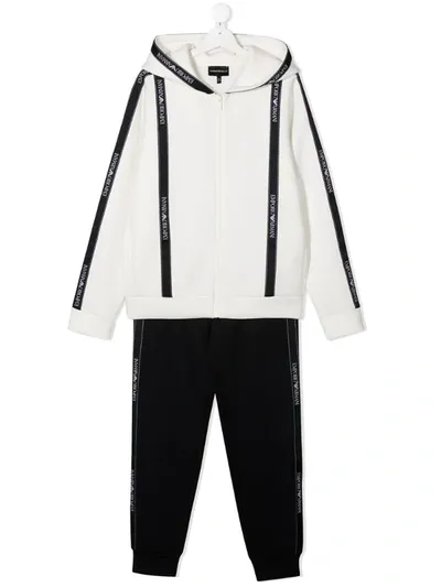 Emporio Armani Teen Logo Stripe Tracksuit In White