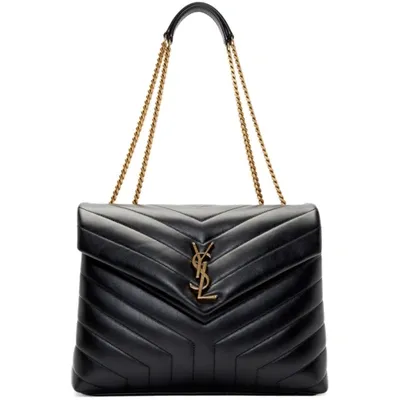 Saint Laurent Black/gold Medium Loulou Bag