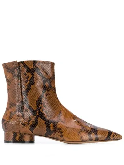 Maison Margiela Snakeskin Four-stitch Ankle Boots In Brown