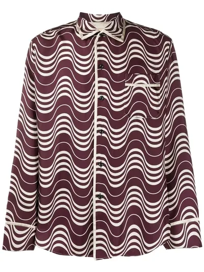 Marni Stripey Print Pyjama Shirt In Red