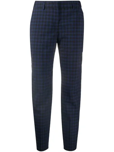 Ps By Paul Smith Plaid Print Tailored Trousers In Blue