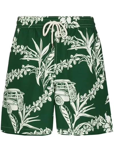 Polo Ralph Lauren Traveller Floral Print Swim Shorts In Green