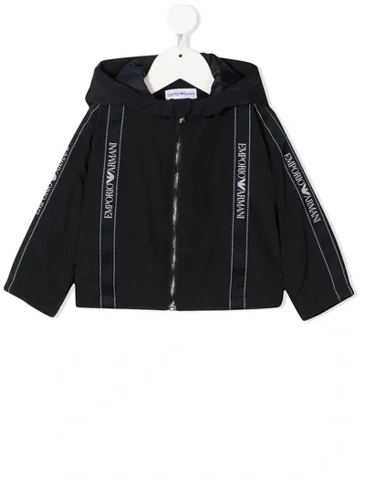 Emporio Armani Babies' Logo-tape Hooded Jacket In Navy