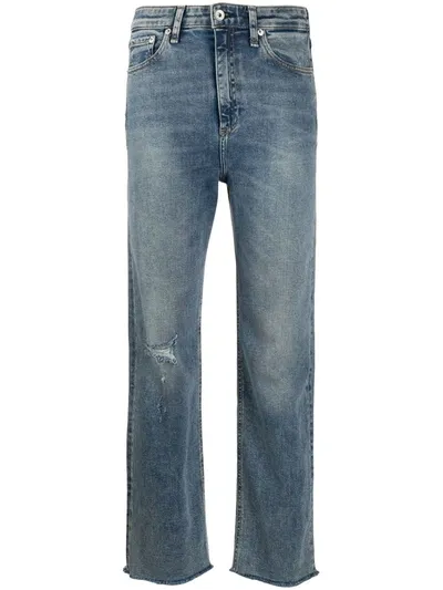 Rag & Bone Ruth Blue Distressed Straight-leg Jeans