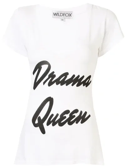 Wildfox Drama Queen Slogan T-shirt In White