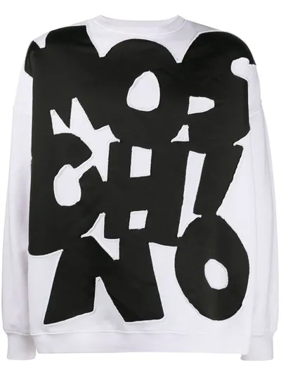 Moschino Contrasting Logo-patch Sweatshirt In White