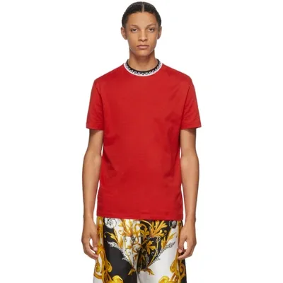 Versace Logo-neck Short-sleeve T-shirt In A1203 Red