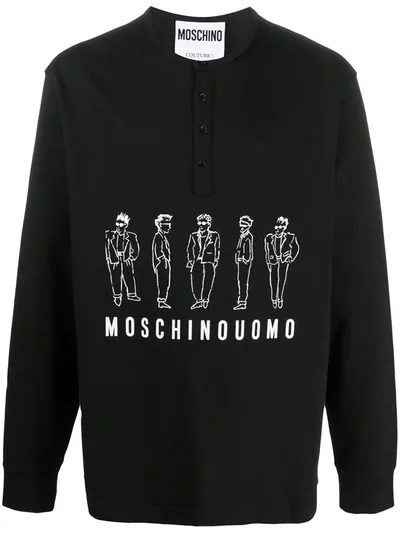 Moschino Uomo Print Sweatshirt In Black