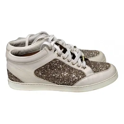 Pre-owned Jimmy Choo Glitter Trainers In White