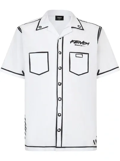 Fendi Trompe L'oeil Bowling Shirt In White