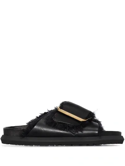 Sacai Black Buckle Leather Sandals