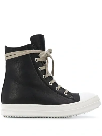 Rick Owens Lace Up Hi-top Sneakers In Black