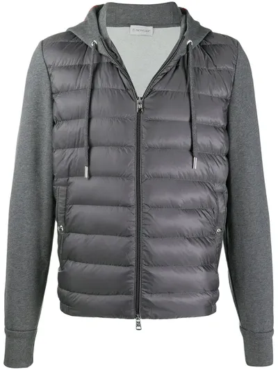 Moncler Padded Zip-up Hoodie In Grey