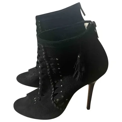 Pre-owned Jimmy Choo Open Toe Boots In Black