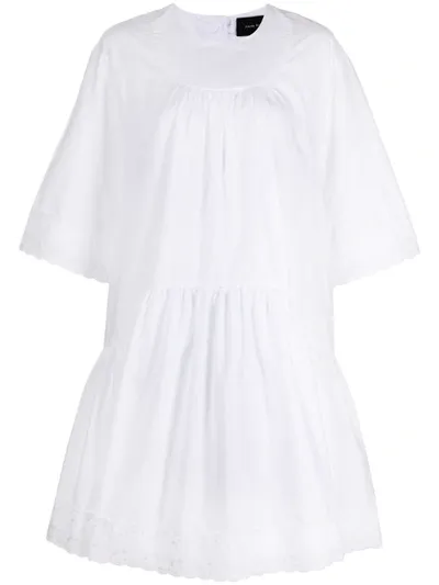 Simone Rocha Lace Trim Shift Dress In White