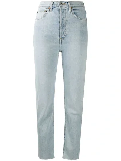 Re/done Cropped Lightwash Jeans In Blue