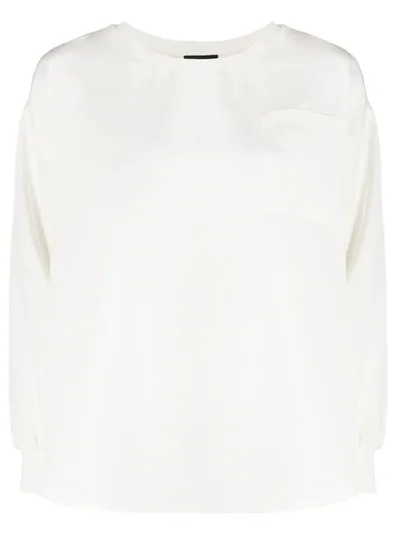 Giorgio Armani Silk Long-sleeve Top In White