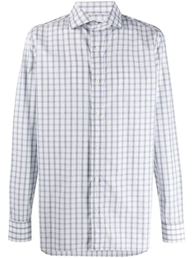 Borrelli Long Sleeve Checked Shirt In White