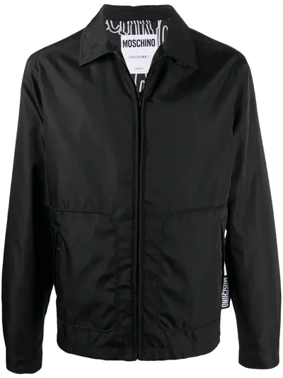 Moschino Front Zip Welt Pocket Shirt Jacket In Black