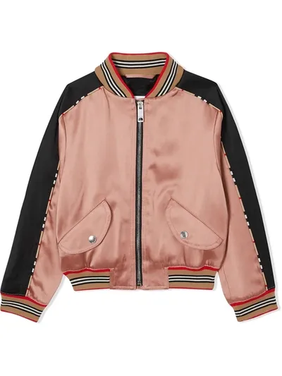 Burberry Kids' Little Girl's & Girl's Imogen Satin Deer Bomber Jacket In Dusty Pink