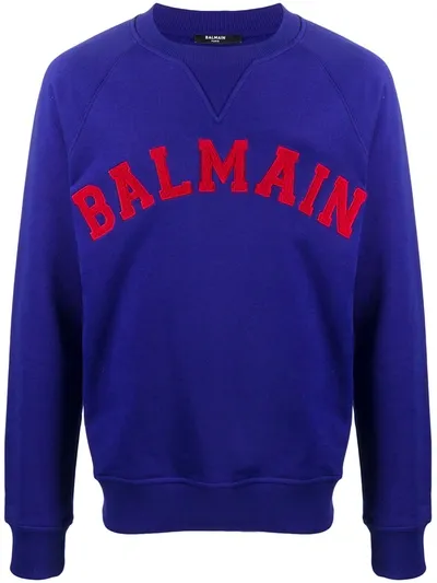 Balmain Logo-embroidered Sweatshirt In Blue