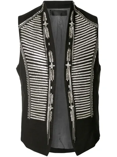 Haider Ackermann Hand-embroidered Cotton Waistcoat In Black