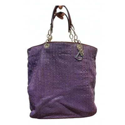 Pre-owned Dior Leather Handbag In Purple