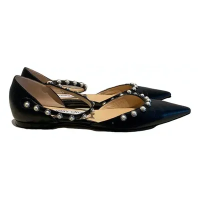 Pre-owned Jimmy Choo Leather Ballet Flats In Black