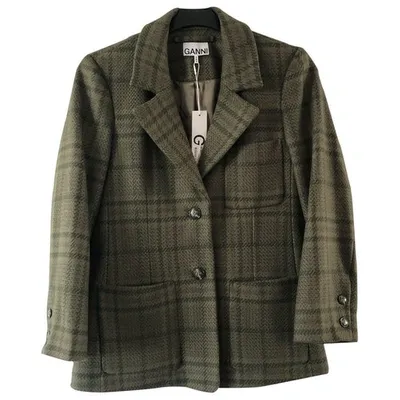 Pre-owned Ganni Wool Blazer In Green