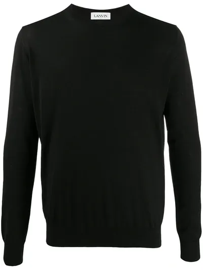 Lanvin Embroidered Detail Round-neck Jumper In Black