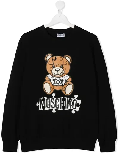 Moschino Teen Puzzle Bear Sweatshirt In Black